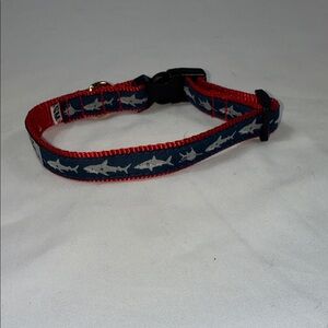Shark Pattern Dog Collar - Red and Blue
